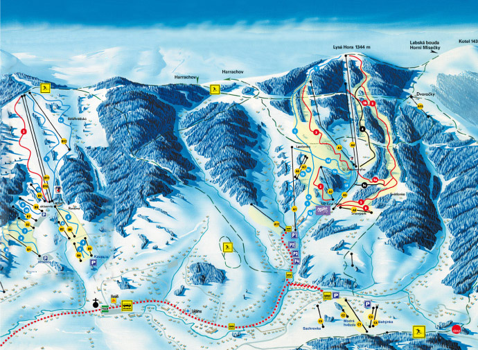 Pistenplan Rokytnice im Skigebiet Rokytnice n. Jizerou - ein Skigebiet in Riesengebirge