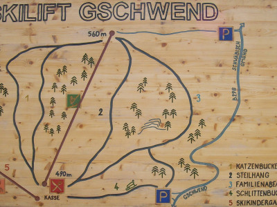 Pistenplan  im Skigebiet Gschwend - ein Skigebiet in Schwäbische Alb