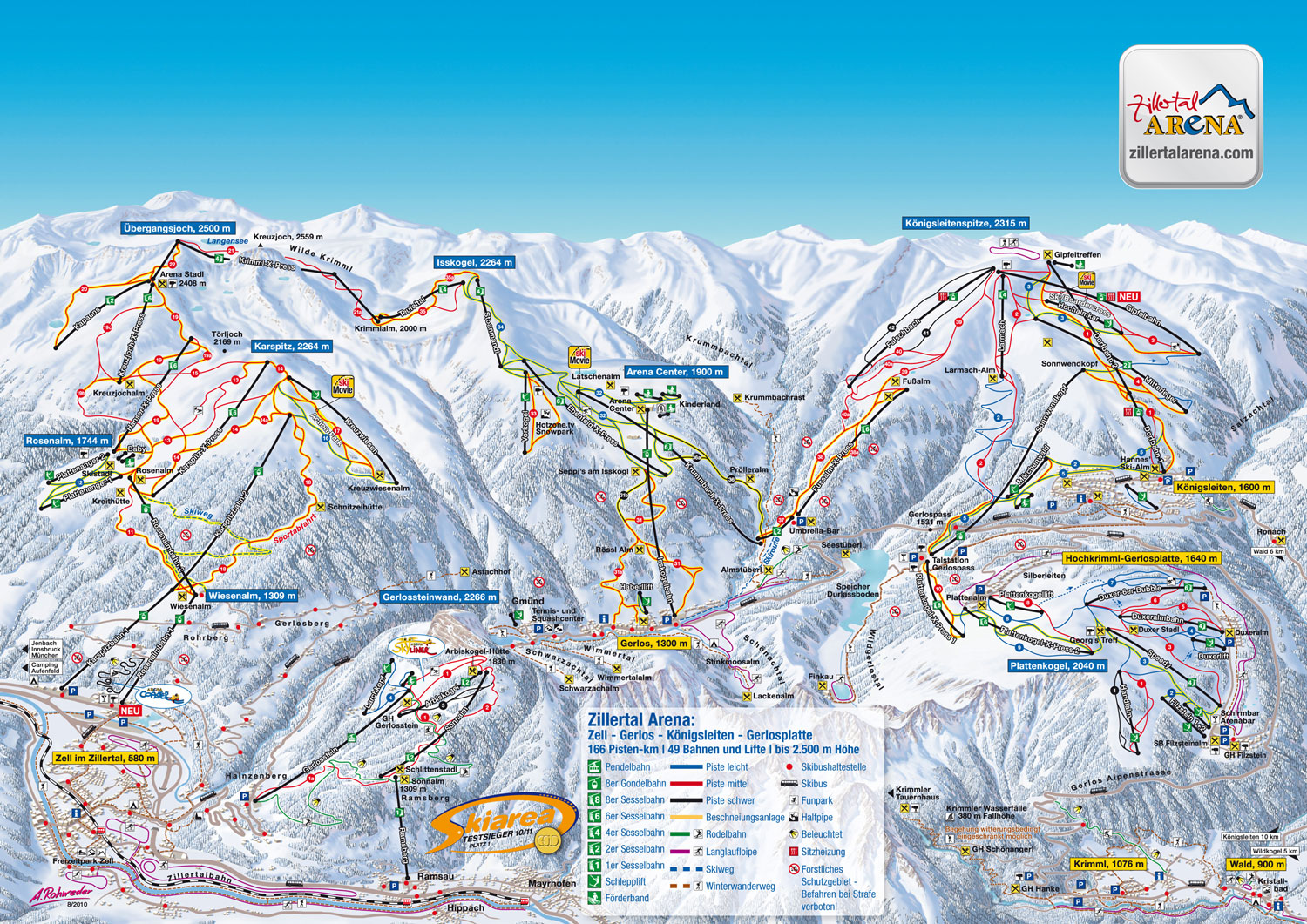 Pistenplan  im Skigebiet Gerlosstein - Ramsberg - ein Skigebiet in Tirol