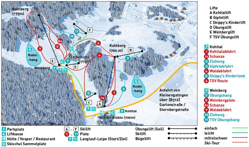 Pistenplan  im Skigebiet Engstingen - ein Skigebiet in Schwäbische Alb