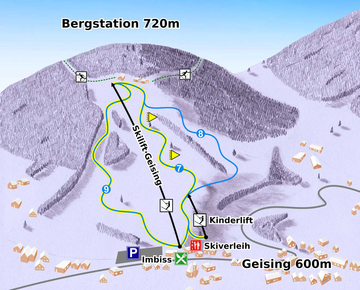 Pistenplan  im Skigebiet Geising - ein Skigebiet in Erzgebirge