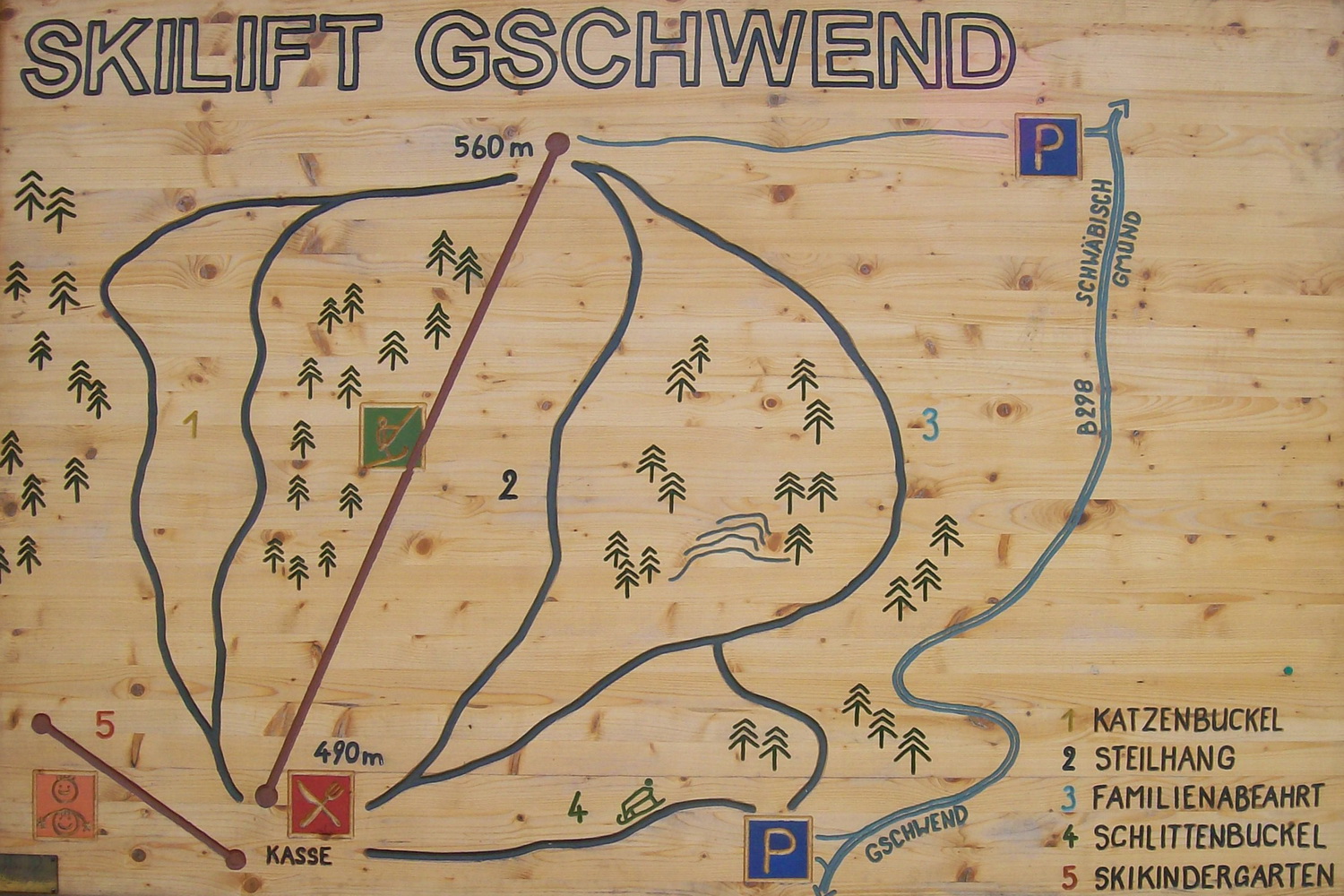 Pistenplan  im Skigebiet Gschwend - ein Skigebiet in Schwäbische Alb
