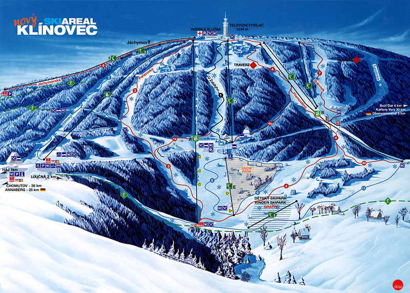 Pistenplan  im Skigebiet Klinovec - ein Skigebiet in Erzgebirge