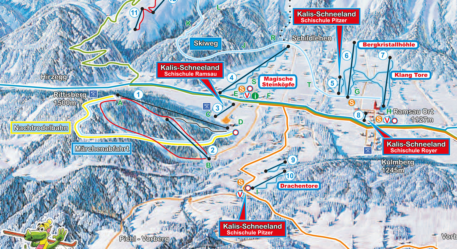 Pistenplan  im Skigebiet Rittisberg - ein Skigebiet in Steiermark
