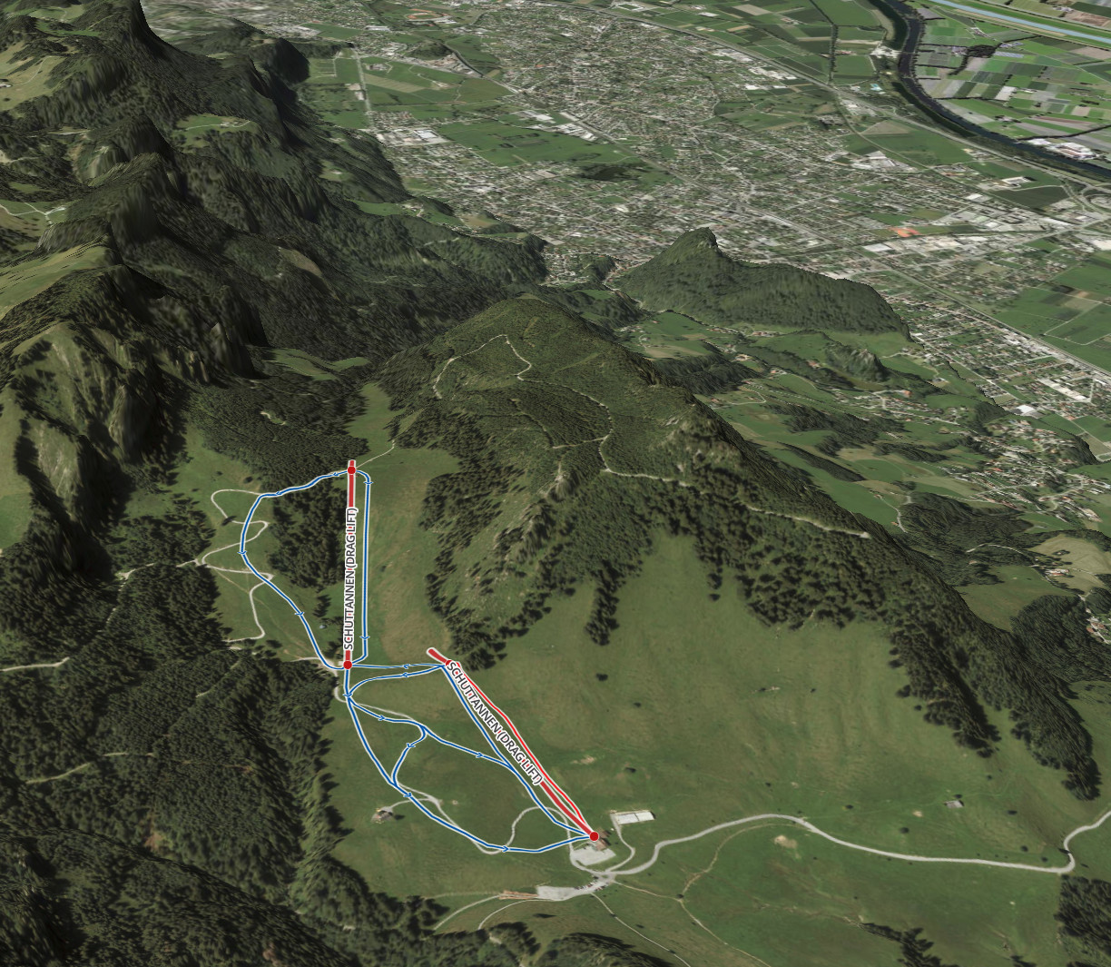Pistenplan  im Skigebiet Schuttannen - ein Skigebiet in Vorarlberg