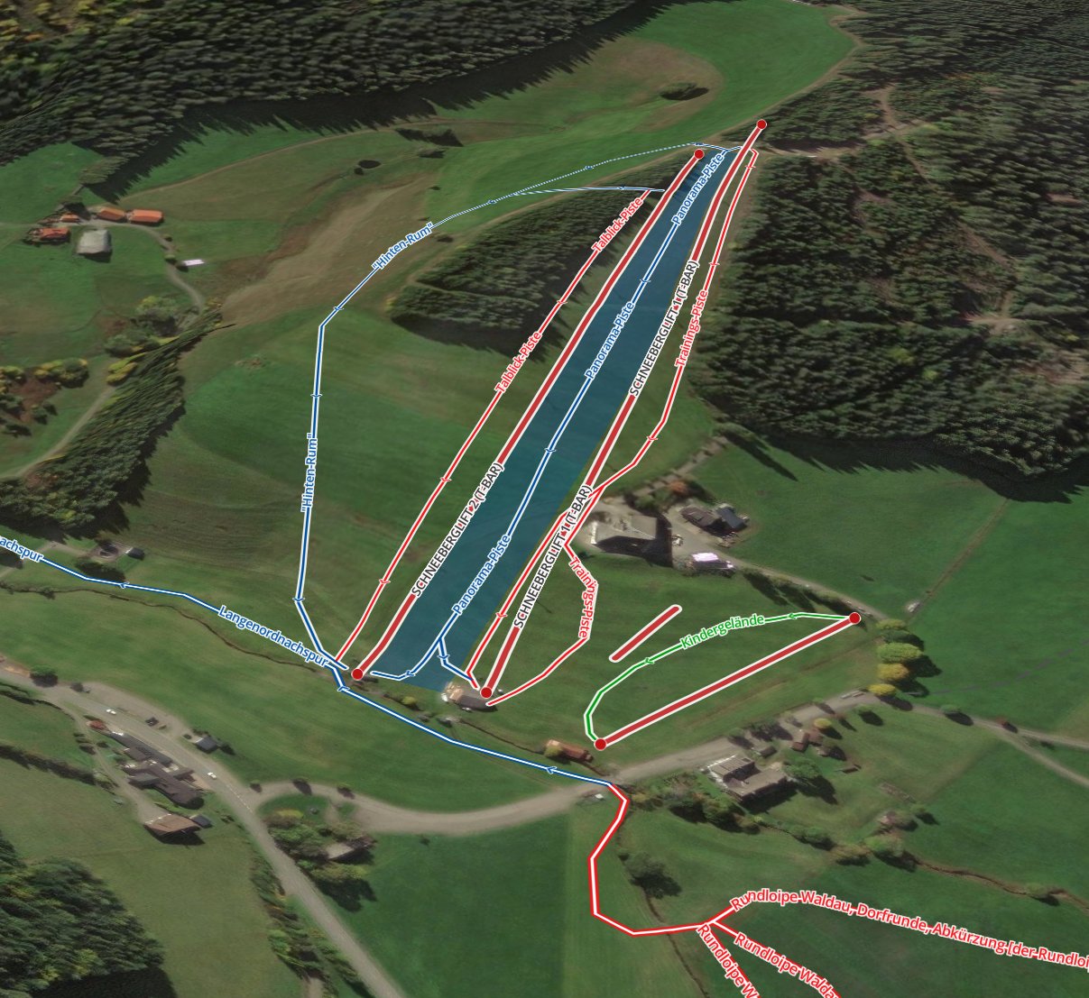 Pistenplan  im Skigebiet Waldau - Schneeberglifte - ein Skigebiet in Schwarzwald