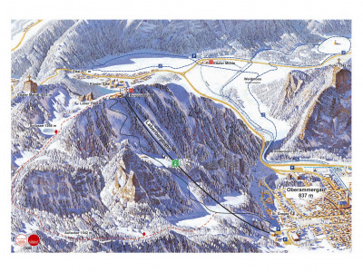 Pistenplan  im Skigebiet Oberammergau - Laber - ein Skigebiet in Oberbayern