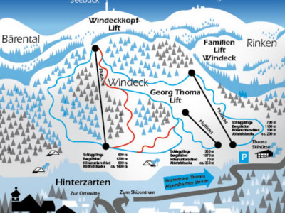 Pistenplan  im Skigebiet Hinterzarten - ein Skigebiet in Schwarzwald