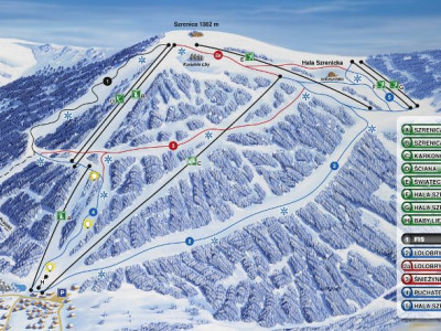 Pistenplan  im Skigebiet Szklarska Poreba - ein Skigebiet in Riesengebirge