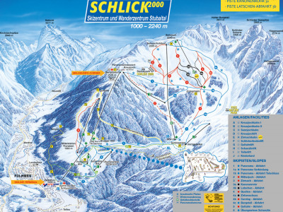 Pistenplan  im Skigebiet Fulpmes - Schlick 2000 - ein Skigebiet in Tirol