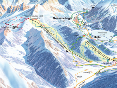 Pistenplan  im Skigebiet Füssener Jöchle - Grän - ein Skigebiet in Tirol