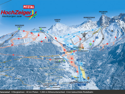 Pistenplan  im Skigebiet Jerzens - Hochzeiger - ein Skigebiet in Tirol