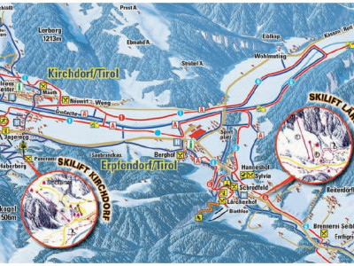 Pistenplan  im Skigebiet Kirchdorf - ein Skigebiet in Tirol