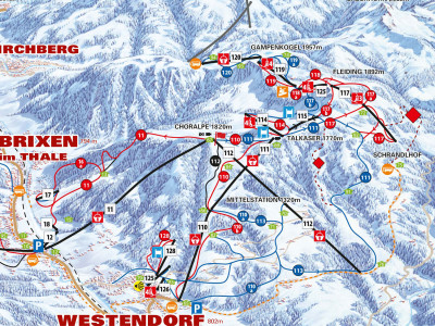 Pistenplan Skiwelt im Skigebiet SkiWelt Wilder Kaiser-Brixental - ein Skigebiet in Tirol