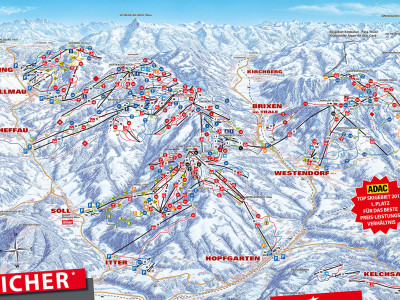 Pistenplan Skiwelt im Skigebiet SkiWelt Wilder Kaiser-Brixental - ein Skigebiet in Tirol