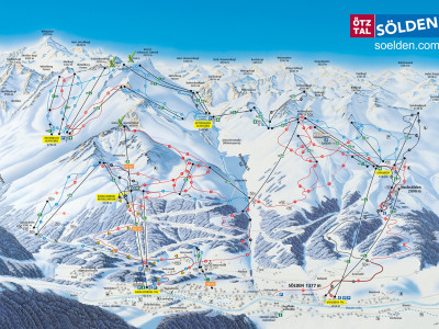 Pistenplan  im Skigebiet Sölden - ein Skigebiet in Tirol