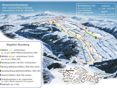 Pistenplan  im Skigebiet Braunlage - Wurmberg - ein Skigebiet in Harz