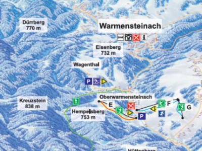 Pistenplan  im Skigebiet Oberwarmensteinach - ein Skigebiet in Fichtelgebirge