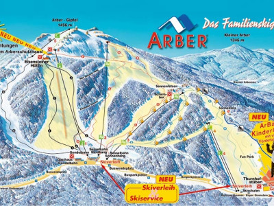 Pistenplan  im Skigebiet Großer Arber - ein Skigebiet in Bayerischer Wald