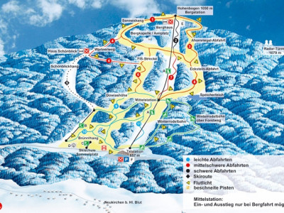 Pistenplan  im Skigebiet Neukirchen-Hohenbogen - ein Skigebiet in Bayerischer Wald