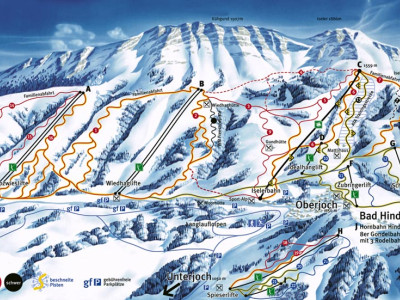 Pistenplan  im Skigebiet Bad Hindelang - Oberjoch - ein Skigebiet in Allgäu