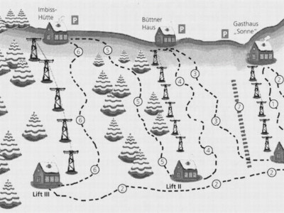 Pistenplan  im Skigebiet Simmersfeld - ein Skigebiet in Schwarzwald