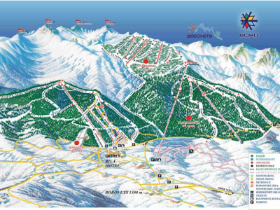 Pistenplan  im Skigebiet Borovets - ein Skigebiet in Rilagebirge