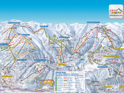 Pistenplan  im Skigebiet Hochkrimml - Gerlosplatte - ein Skigebiet in Salzburger Land