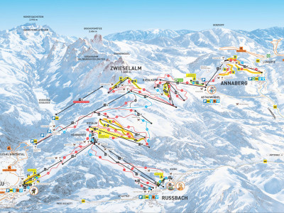 Pistenplan  im Skigebiet Russbach - ein Skigebiet in Salzburger Land