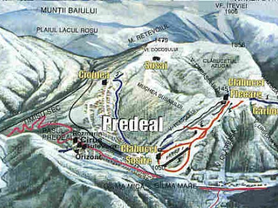 Pistenplan  im Skigebiet Predeal - ein Skigebiet in Südostkarpaten - Bucegi / Predeal