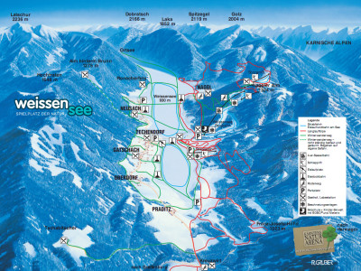 Pistenplan  im Skigebiet Weissensee - ein Skigebiet in Kärnten