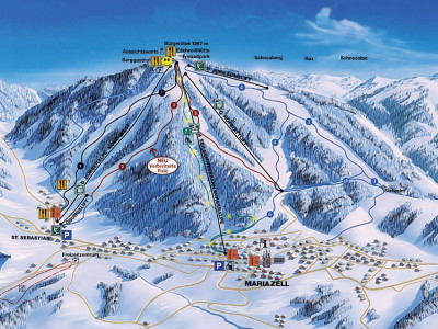 Pistenplan  im Skigebiet Mariazell - Bürgeralpe - ein Skigebiet in Steiermark