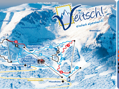 Pistenplan  im Skigebiet Veitsch - Brunnalm - ein Skigebiet in Steiermark