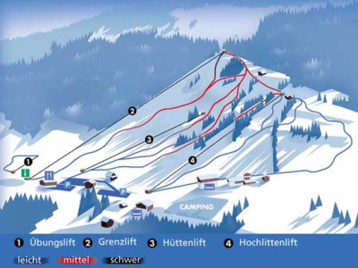 Pistenplan  im Skigebiet Riefensberg - Hochlitten - ein Skigebiet in Vorarlberg