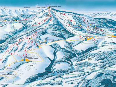 Pistenplan  im Skigebiet Schwarzenberg - Bödele - ein Skigebiet in Vorarlberg