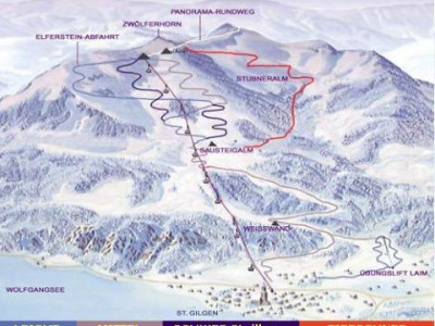 Pistenplan  im Skigebiet St. Gilgen - Zwölferhorn - ein Skigebiet in Salzburger Land