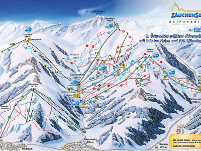 Pistenplan  im Skigebiet Zauchensee - Flachauwinkl - ein Skigebiet in Salzburger Land