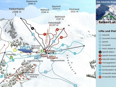 Pistenplan  im Skigebiet Falkert - Heidi Alm - ein Skigebiet in Kärnten