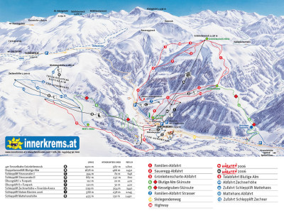 Pistenplan  im Skigebiet Innerkrems - ein Skigebiet in Kärnten