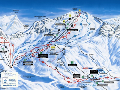 Pistenplan  im Skigebiet Mölltaler Gletscher - ein Skigebiet in Kärnten