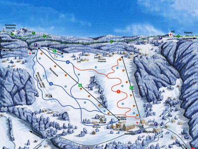Pistenplan  im Skigebiet Korenov - Rejdice - ein Skigebiet in Isergebirge