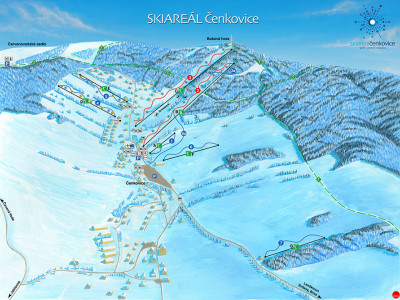 Pistenplan  im Skigebiet Bukova Hora - ein Skigebiet in Adlergebirge