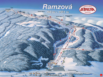 Pistenplan  im Skigebiet Ramzova - ein Skigebiet in Altvatergebirge