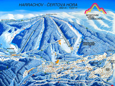 Pistenplan  im Skigebiet Harrachov - ein Skigebiet in Riesengebirge