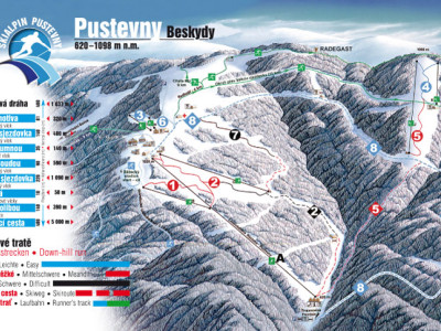 Pistenplan  im Skigebiet Pustevny - ein Skigebiet in Beskiden