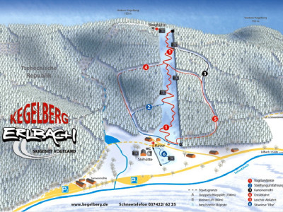 Pistenplan  im Skigebiet Erlbach - ein Skigebiet in Vogtland