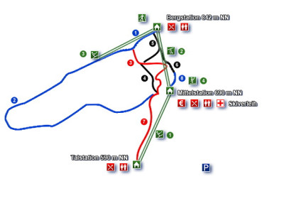 Pistenplan  im Skigebiet Silbersattel Steinach - ein Skigebiet in Thüringer Wald